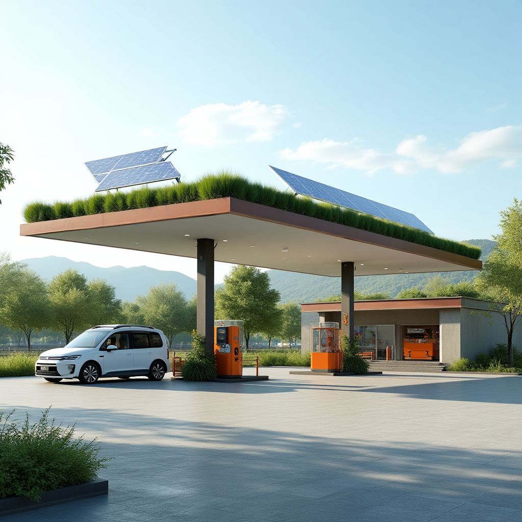 Estación YPF con paneles solares