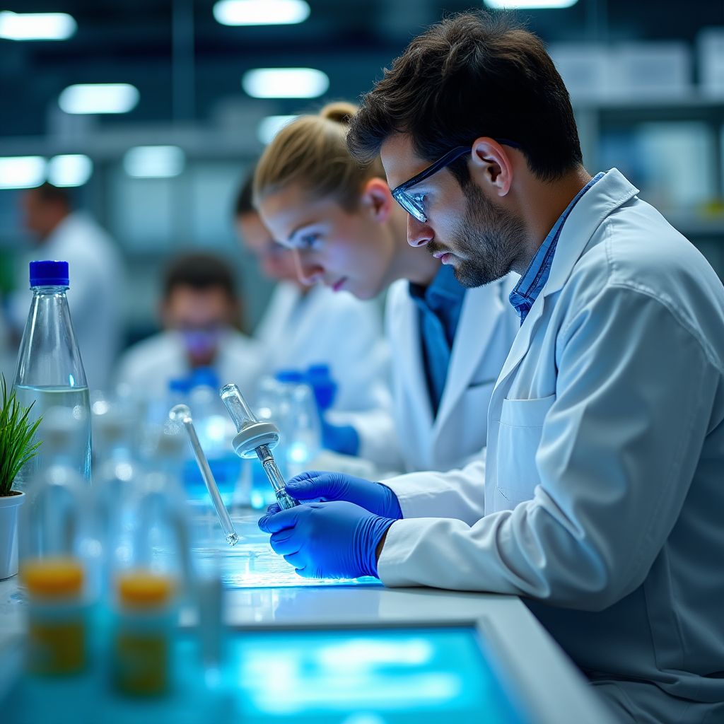Centro de investigación YPF con científicos trabajando